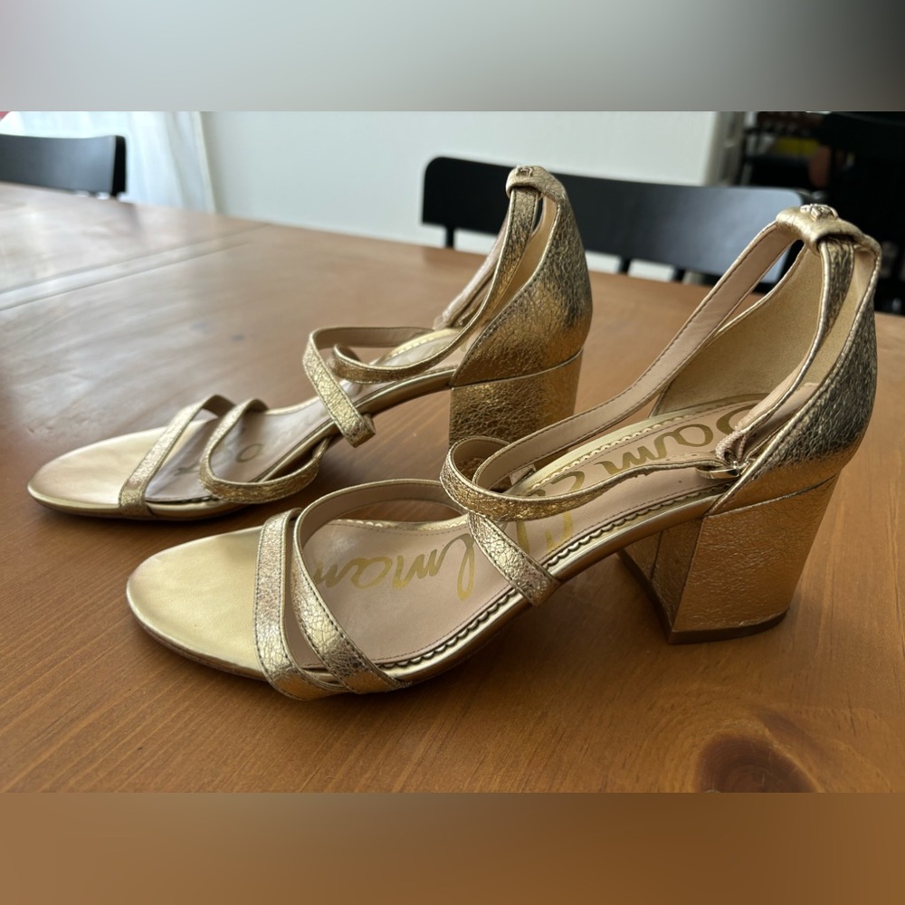 Sam Edelman Gold, Strap, Block Heels